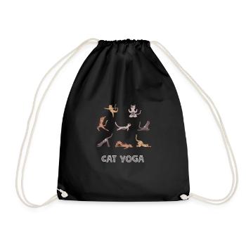 Fun cats yoga gift - Drawstring Bag - black - Front