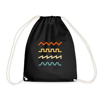 Schallwellen Synthesizer Musik Musiker Geschenk - Turnbeutel - Schwarz - Vorne