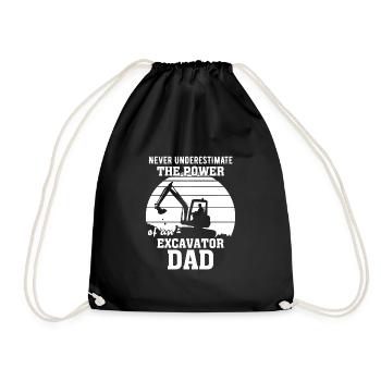 Never underestimate the power of an excavator - Drawstring Bag - black - Front