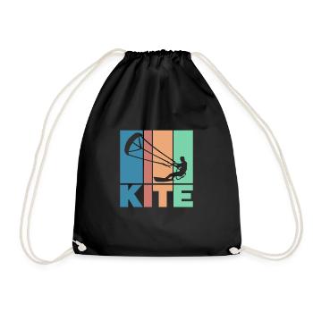Kite silhouette cadeau de kitesurf vagues surf - Sac de sport léger - noir - Devant