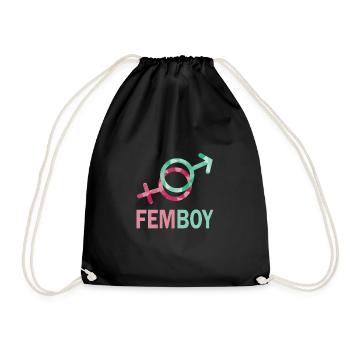 Femboy Feminine Boy Crossdressing - Turnbeutel - Schwarz - Vorne