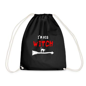 I'm his Witch Halloween Hexe Partner Kostüm - Turnbeutel - Schwarz - Vorne