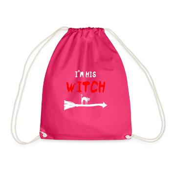 I'm his Witch Halloween Hexe Partner Kostüm - Turnbeutel - Fuchsia - Vorne