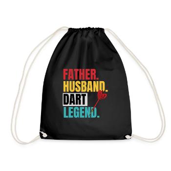 Dad Man Dart Arrow Gift - Drawstring Bag - black - Front