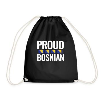 Proud Bosnian Bosnia Balkans Bosnian Flag - Drawstring Bag - black - Front