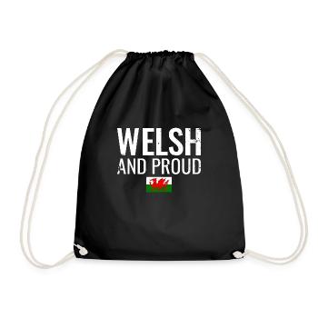 Welsh And Proud Wales Welsh Flag Welsh - Drawstring Bag - black - Front