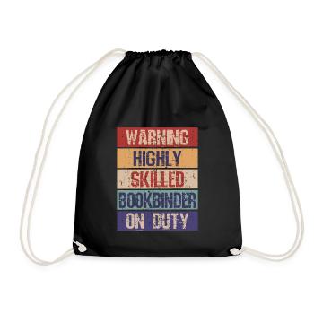 Funny Bookbinder Highly Skilled - Drawstring Bag - black - Front