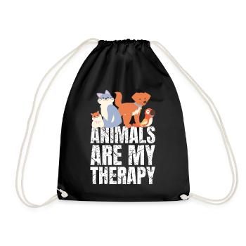 Les animaux sont ma thérapie Les animaux Les amoureux des animaux - Sac de sport léger - noir - Devant