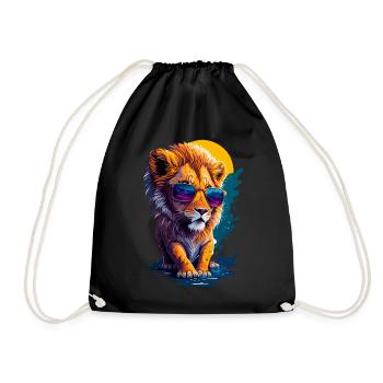 Mignon bébé lion - Sac de sport léger - noir - Devant