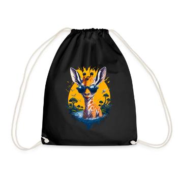 Girafe cool - Sac de sport léger - noir - Devant