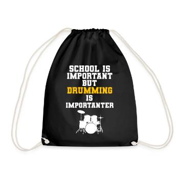 School Is Important But Drumming Is Importanter - Turnbeutel - Schwarz - Vorne