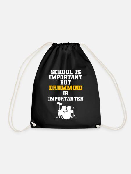 School Is Important But Drumming Is Importanter - Turnbeutel - Schwarz