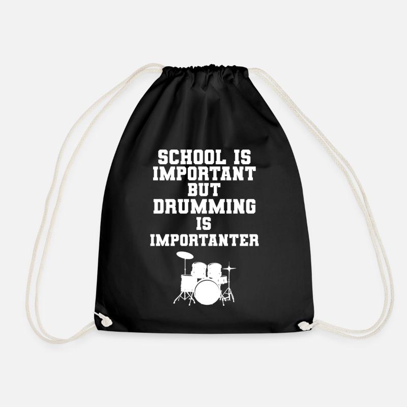 School Is Important But Drumming Is Importanter - Turnbeutel - Schwarz