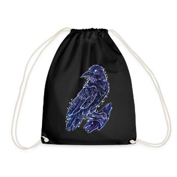 Coole Krähe Raber Galaxytier Sternzeichen Geschenk - Turnbeutel - Schwarz - Vorne