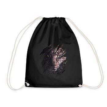 Leopard, scratch marks, claws, wild, big cat, animal - Drawstring Bag - black - Front