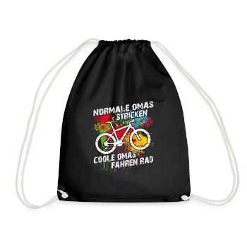 Coole Oma fährt Fahrrad lustiger Omaspruch - Turnbeutel - Schwarz - Vorne