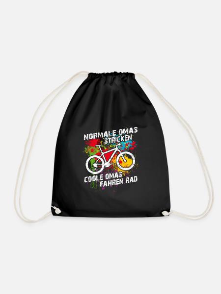 Coole Oma fährt Fahrrad lustiger Omaspruch - Turnbeutel - Schwarz