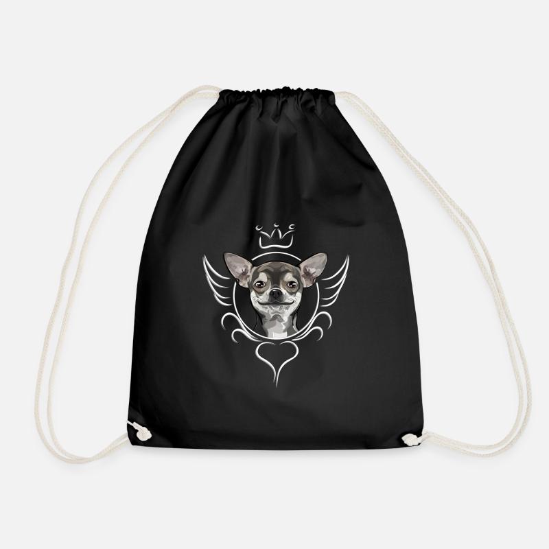 Lustiger CHIHUAHUA mit Krone Wilsigns - Turnbeutel - Schwarz