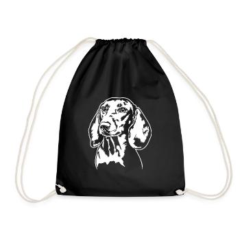 Dachshund Dachshund Teckel Dog Portrait Dogs - Drawstring Bag - black - Front