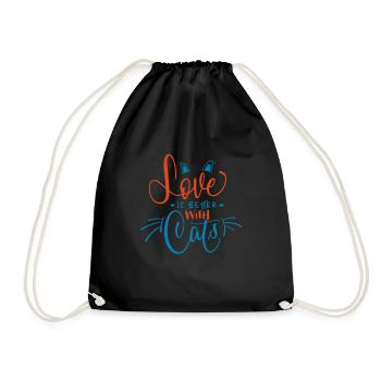 Love is better with cat - Drawstring Bag - black - Front