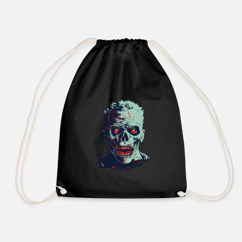 Horrible Ghoul Illustration - Drawstring Bag - black