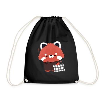 Sleepy Red Panda - Drawstring Bag - black - Front