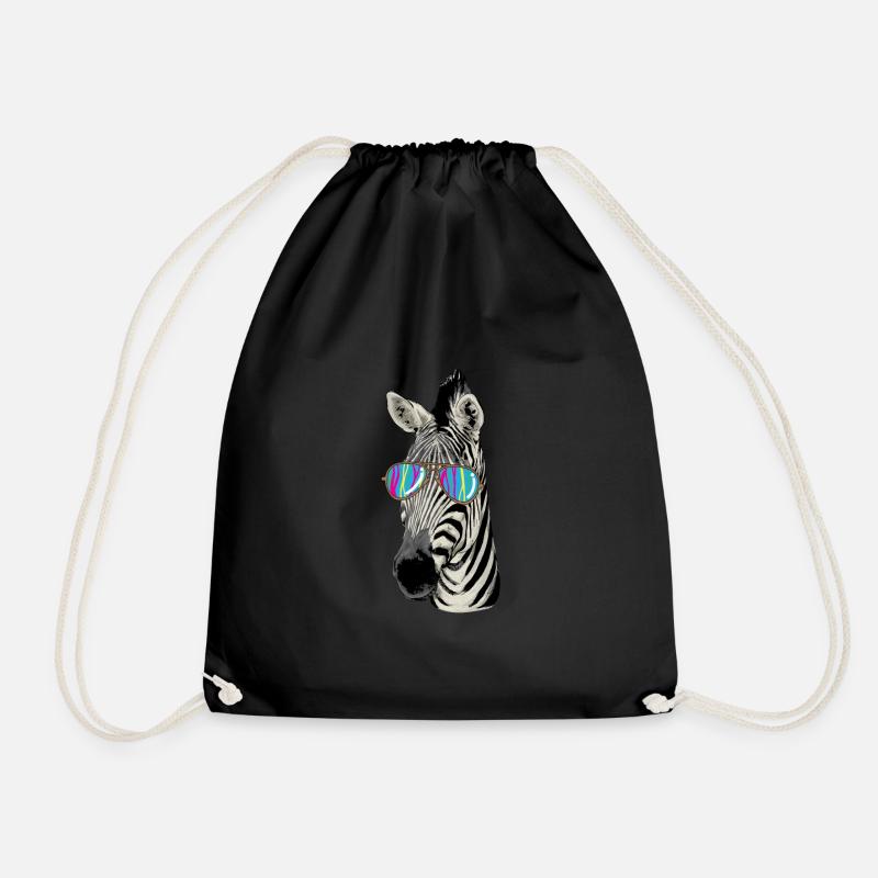 Zebra with sunglasses as a gift for kids - Drawstring Bag - black