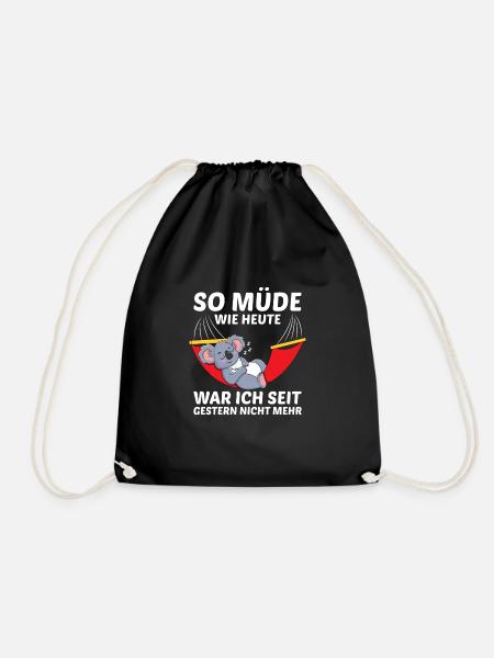 Koala Morgenmuffel Schlafen Chillen Spruch Relax - Turnbeutel - Schwarz