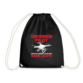 Drohnenpilot Hobbypilot Quadrocopter Drohne - Turnbeutel - Schwarz - Vorne