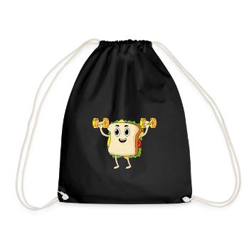 Gym Muscle Training Fitness Sandwich - Drawstring Bag - black - Front