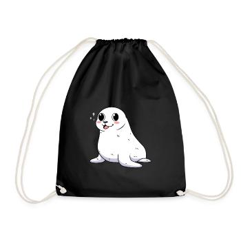 Seal Seal Baby as a gift for kids - Drawstring Bag - black - Front