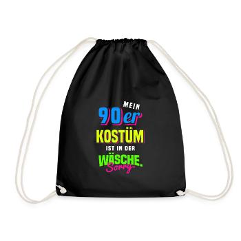 90er Jahre Mottoparty 1990er Neunziger Kostüm - Turnbeutel - Schwarz - Vorne