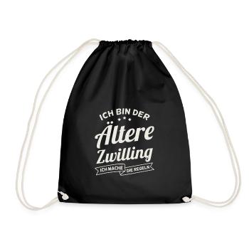 Zwillingsgeschwister Zwillingskinder Zwillinge - Turnbeutel - Schwarz - Vorne