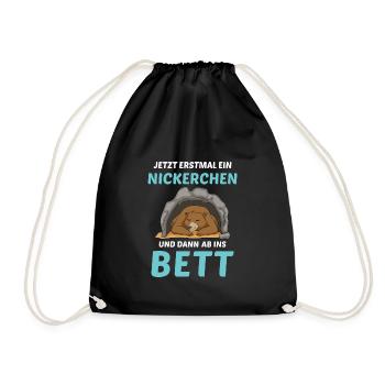 Schlafmütze Faulenzen Schlafen Pyjama Bär - Turnbeutel - Schwarz - Vorne