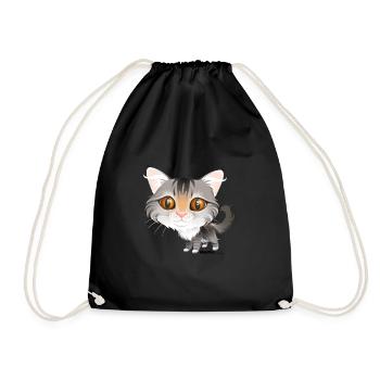 Katze - Turnbeutel - Schwarz - Vorne