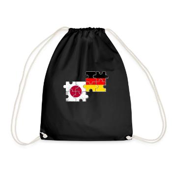 Japan Deutschland Flagge Japaner - Turnbeutel - Schwarz - Vorne