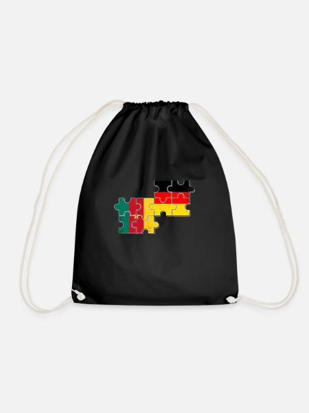 Kamerun Deutschland Flagge - Turnbeutel - Schwarz