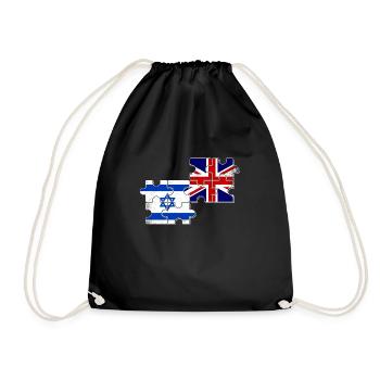 Israel UK Flagge Israelisch Britisch - Turnbeutel - Schwarz - Vorne