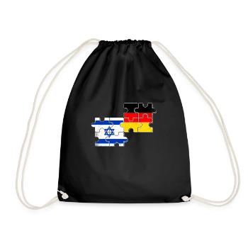 Israel Deutschland Flagge Israelisch Deutsch - Turnbeutel - Schwarz - Vorne