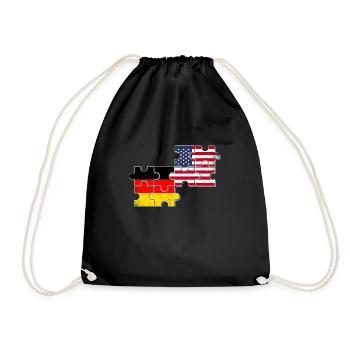 Germany USA Flag American German - Drawstring Bag - black - Front