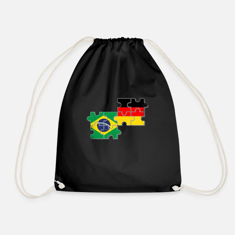 Brazil Germany Flag Brazilian German - Drawstring Bag - black
