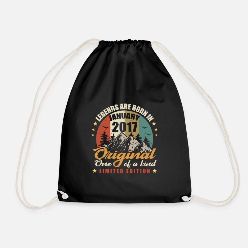 Originelle Legenden werden im Januar 2017 geboren - LE 🎉 - Turnbeutel - Schwarz