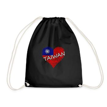 Flag of Taiwan - Taiwan Flagge - Turnbeutel - Schwarz - Vorne