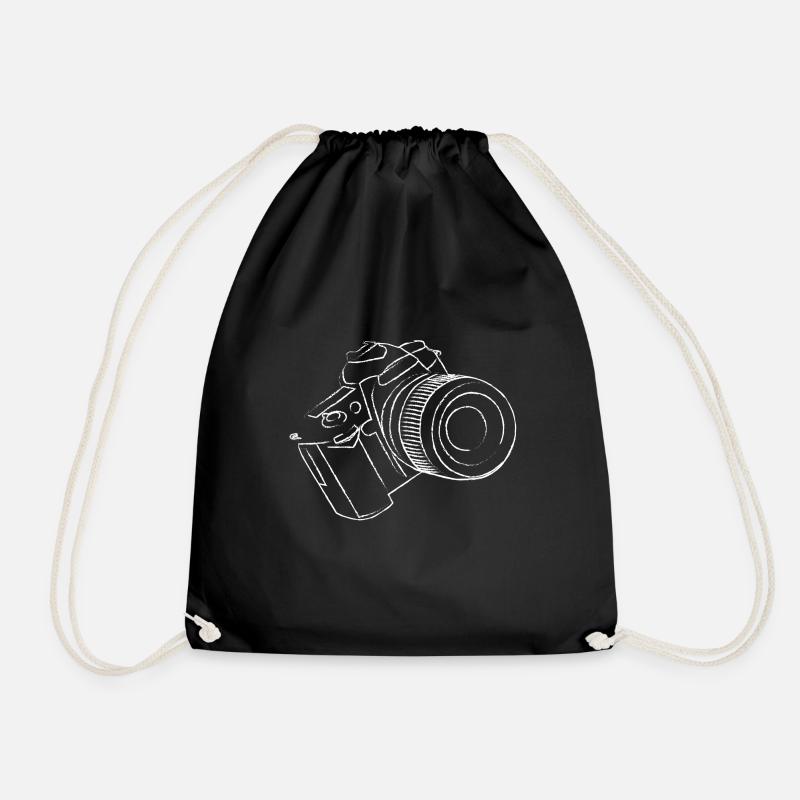 Camera illustration - Drawstring Bag - black
