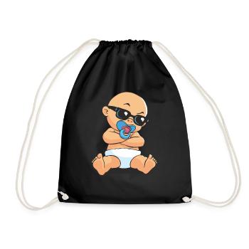 CD - Baby Gangsta mit Sonnenbrille und Schnuller - - Turnbeutel - Schwarz - Vorne