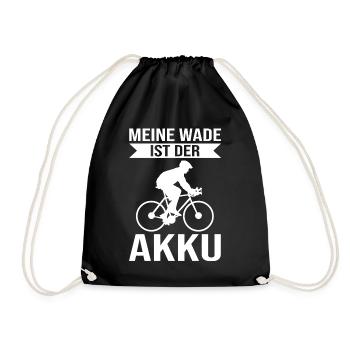Meine Wade ist der Akku Fahrrad Spruch - Turnbeutel - Schwarz - Vorne