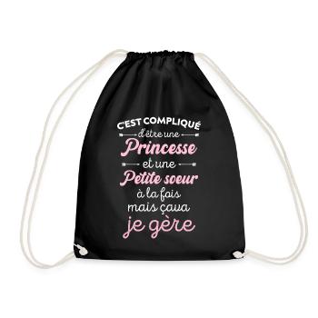 Petite Sœur Et Princesse Cadeau Drôle Pour Sœur - Sac de sport léger - noir - Devant