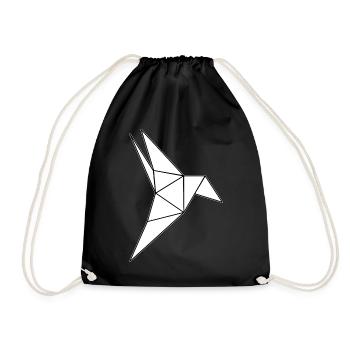 Hummingbird Origami Bird - Drawstring Bag - black - Front