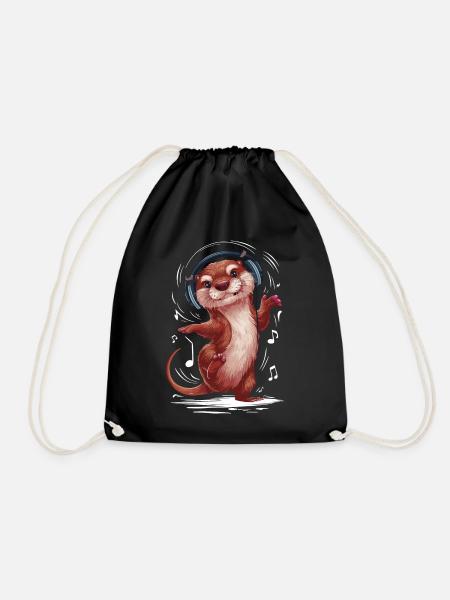 Cooler Otter trägt stylische Kopfhörer für einen - Turnbeutel - Schwarz