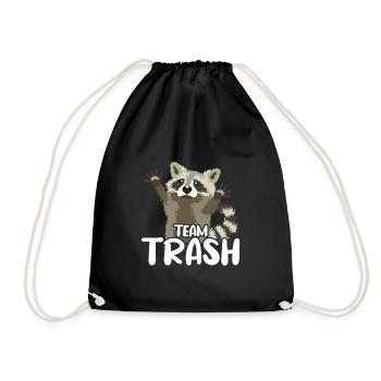 Team Trash Waschbär Motiv - Turnbeutel - Schwarz - Vorne